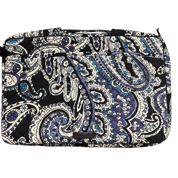 Vera Bradley Paisley Laptop Bag - Black and Blue - Picture 1 of 7